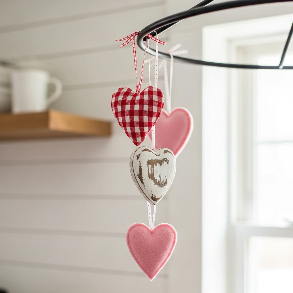 Light Fixture Ornaments - 50 Beautiful & Budget-Friendly Valentine's Kitchen Decor Ideas