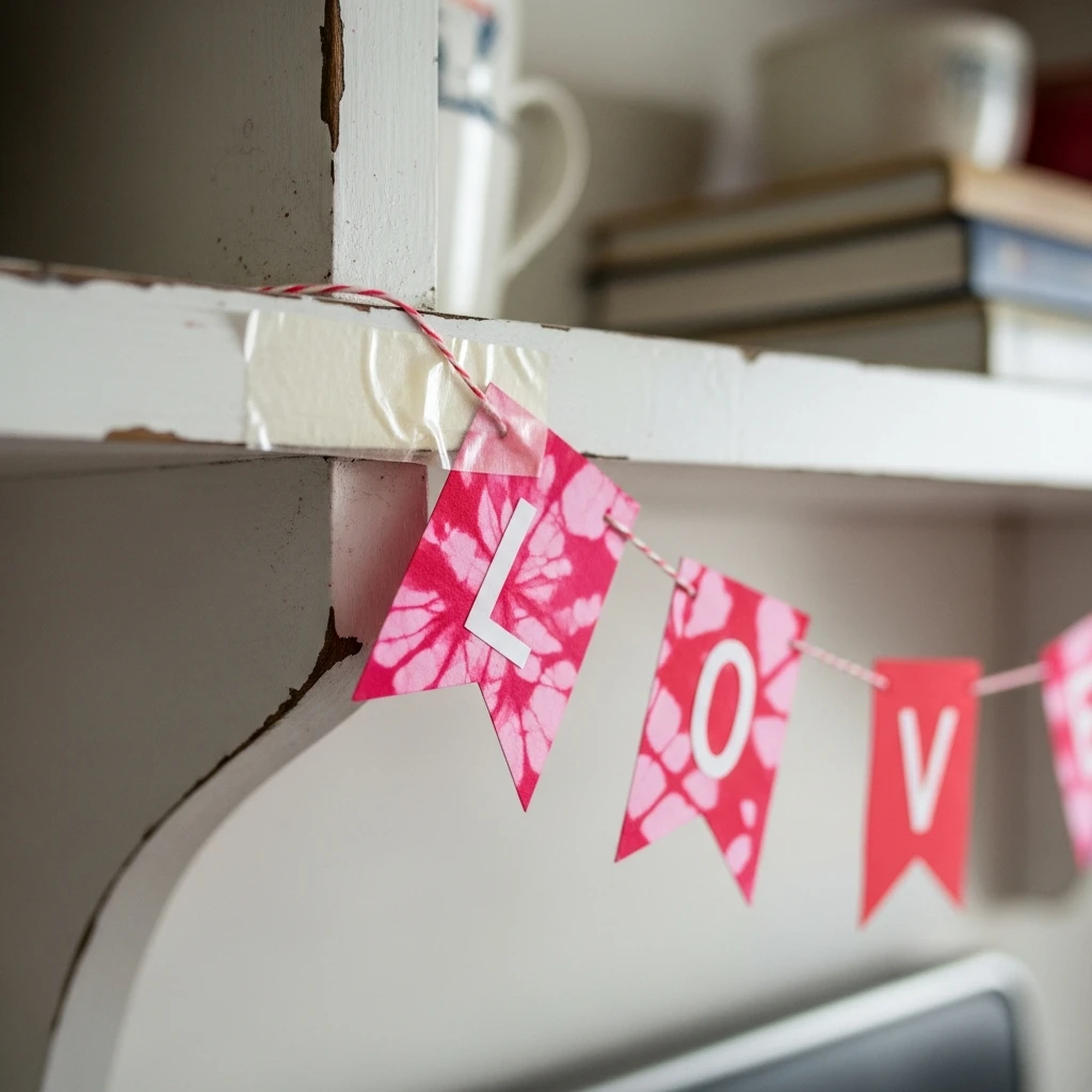 Mini Shelf Pennants - 50 Beautiful & Budget-Friendly Valentine's Kitchen Decor Ideas