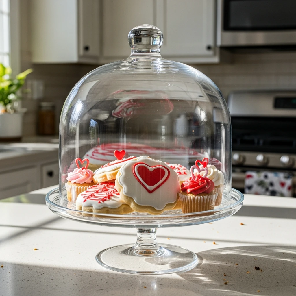 Cloche Counter Display - 50 Beautiful & Budget-Friendly Valentine's Kitchen Decor Ideas