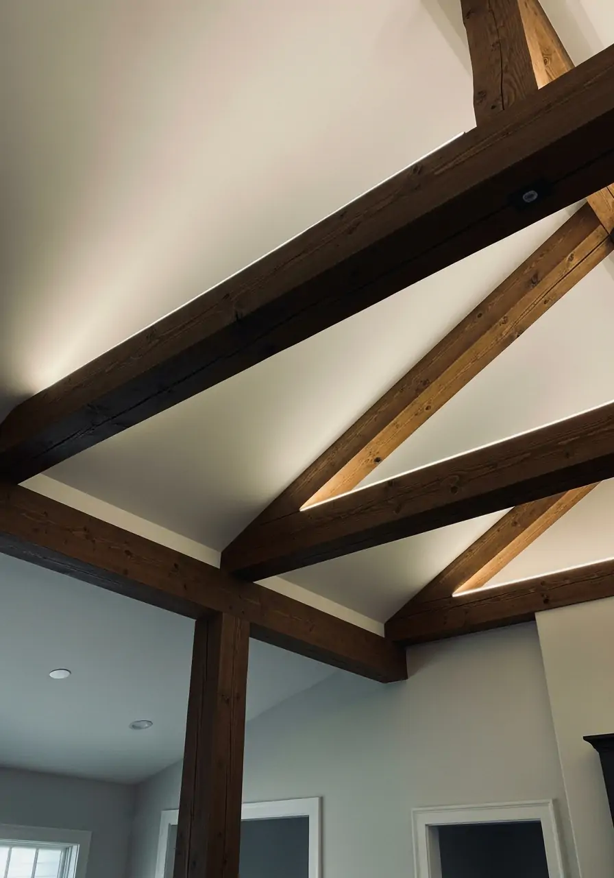 Hidden LED Beam Lights - 50 Vaulted Ceiling Living Room Ideas