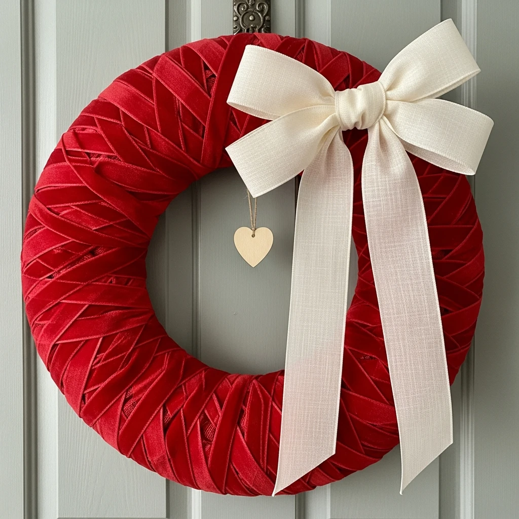 Simple Ribbon Wreath Update - 50 Beautiful DIY Valentine's Day Decorations for a Cozy Home