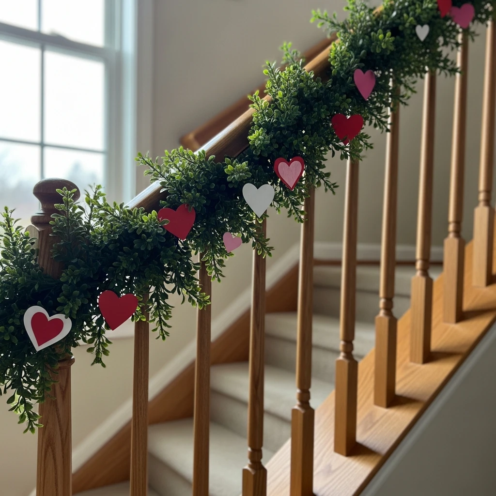 Staircase Heart Garland - 50 Beautiful DIY Valentine's Day Decorations for a Cozy Home
