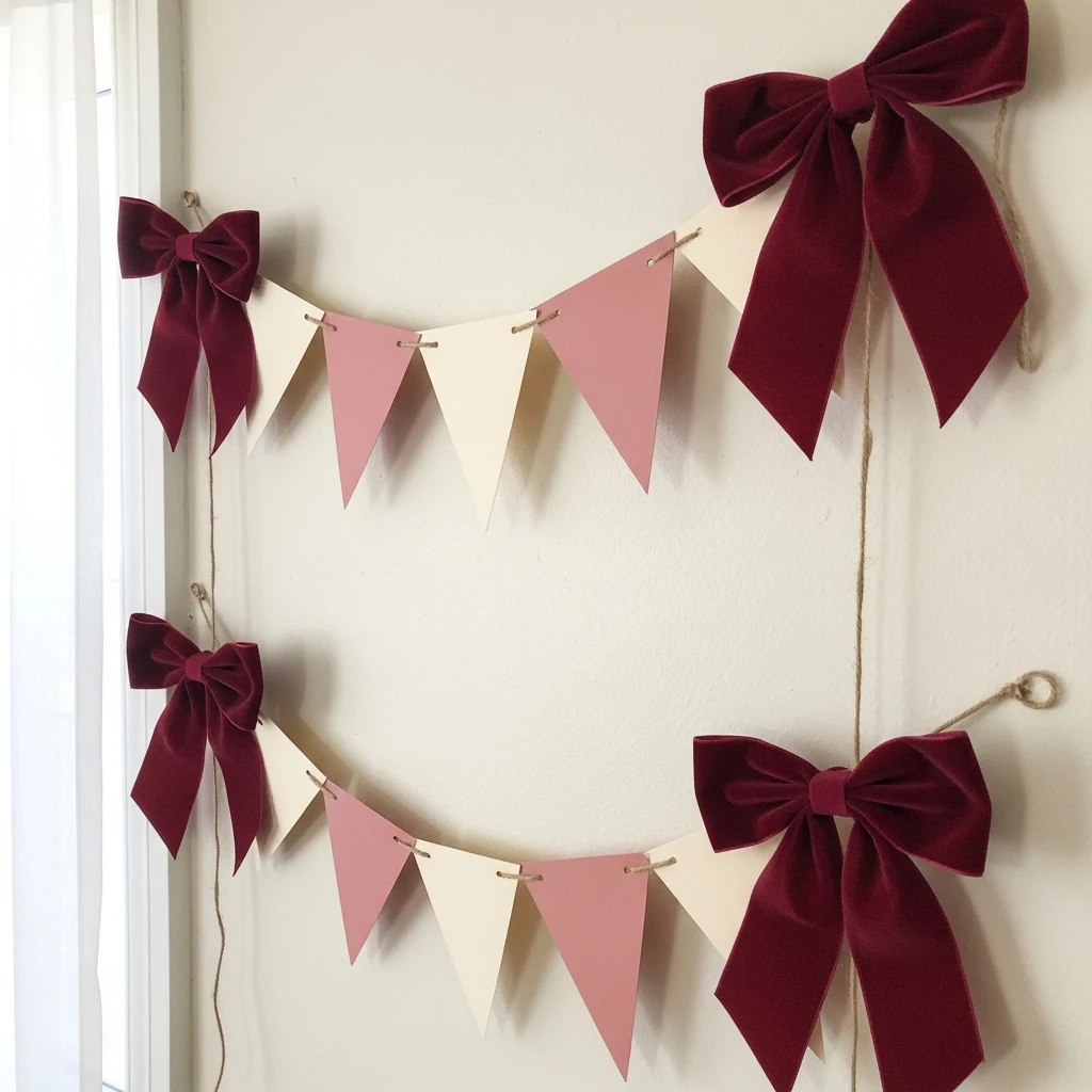 Velvet Ribbon Bunting - 50 Beautiful DIY Valentine's Day Decorations for a Cozy Home