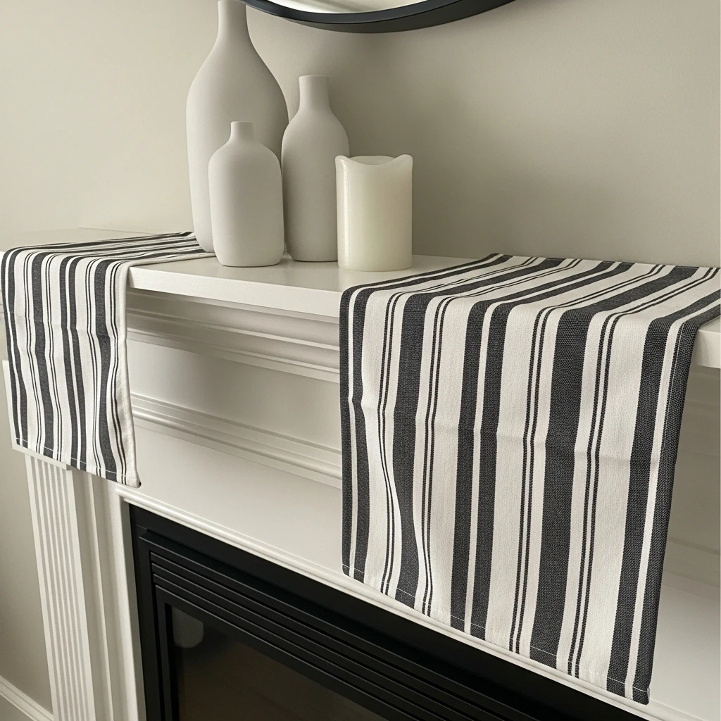 Striped Mantel Scarf - 50 Beautiful DIY Valentine's Day Decorations for a Cozy Home