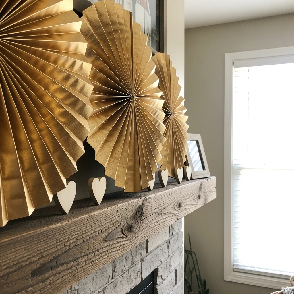 Gold Geometric Fans - 50 Beautiful DIY Valentine's Day Decorations for a Cozy Home