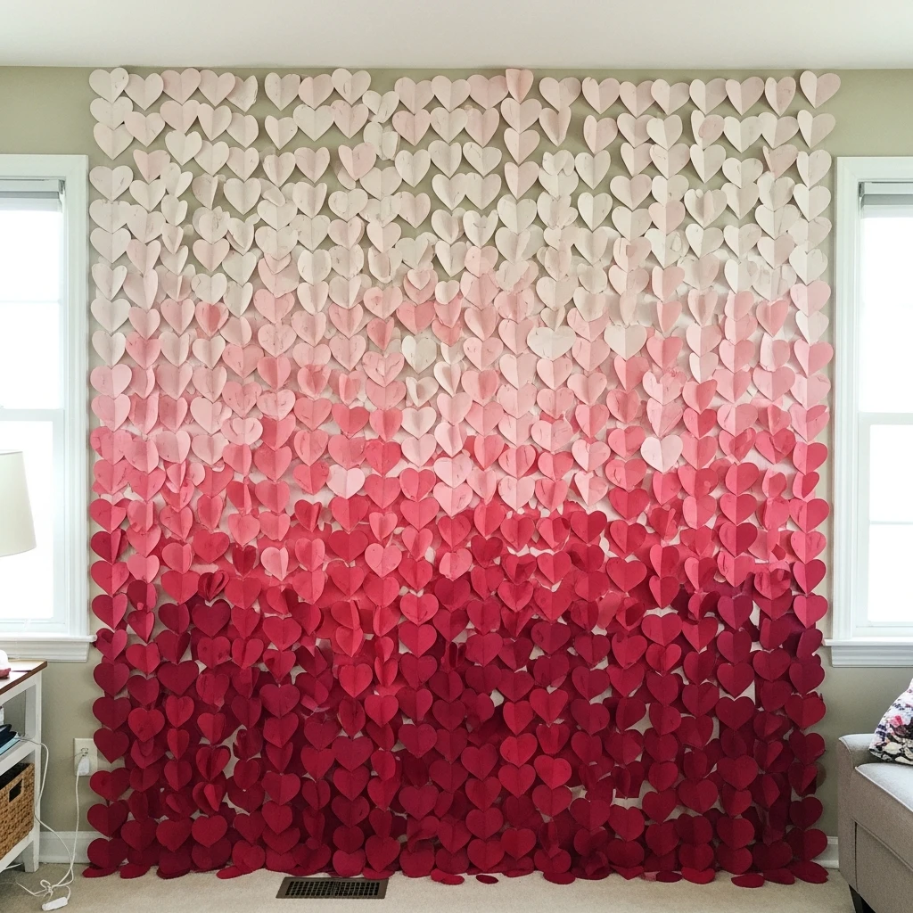 Ombre Heart Backdrop - 50 Beautiful DIY Valentine's Day Decorations for a Cozy Home