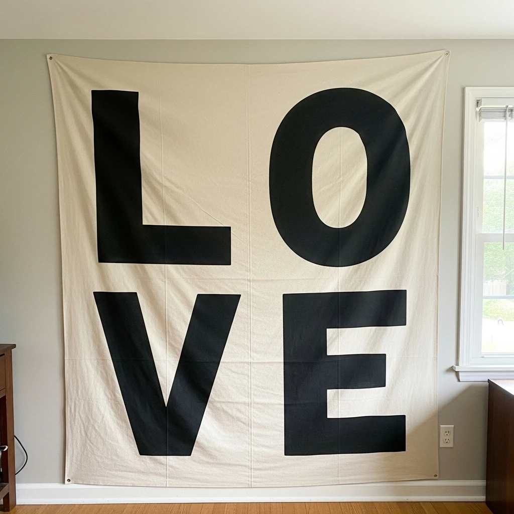 Big Canvas LOVE Banner - 50 Beautiful DIY Valentine's Day Decorations for a Cozy Home