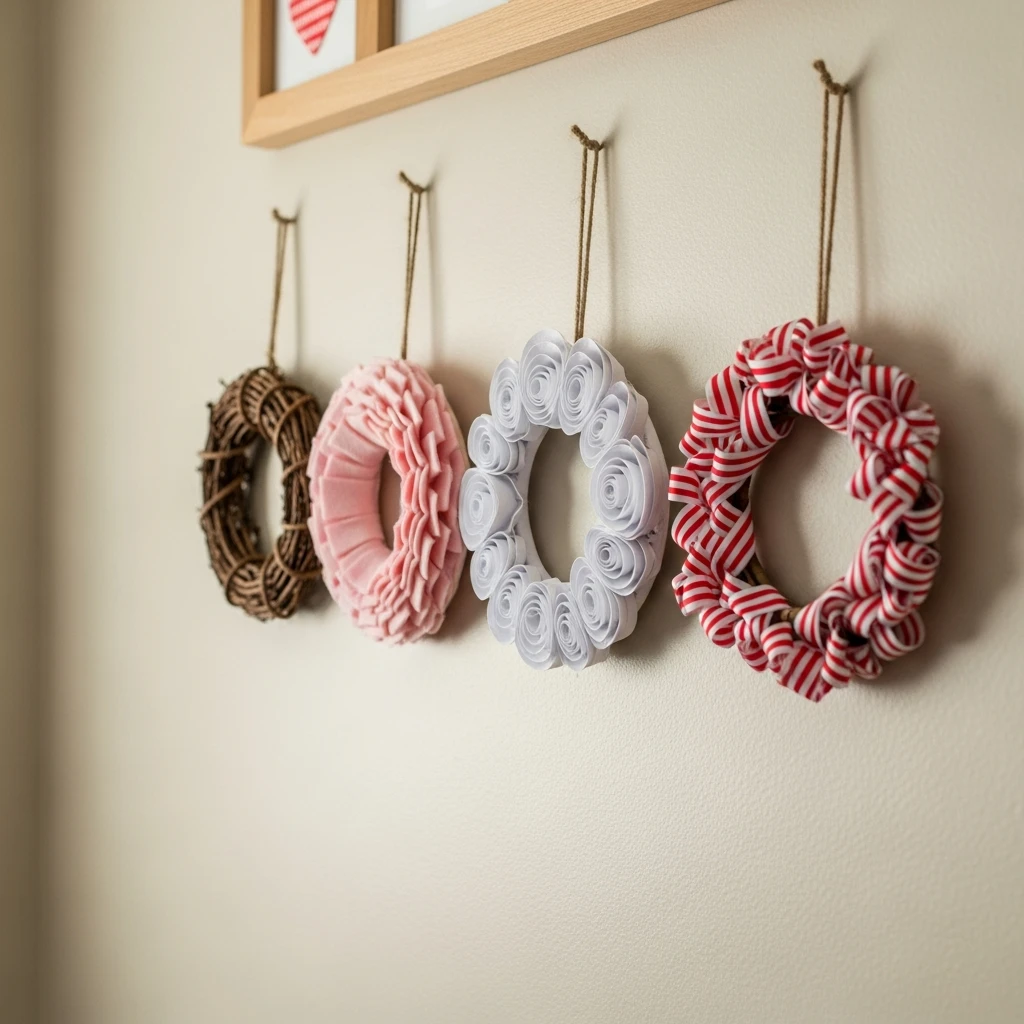 Mini Wreath Gallery - 50 Beautiful DIY Valentine's Day Decorations for a Cozy Home