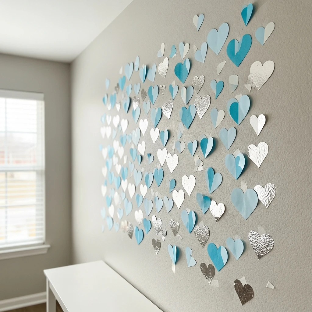 Blue and Silver Wall - 50 Beautiful DIY Valentine's Day Decorations for a Cozy Home