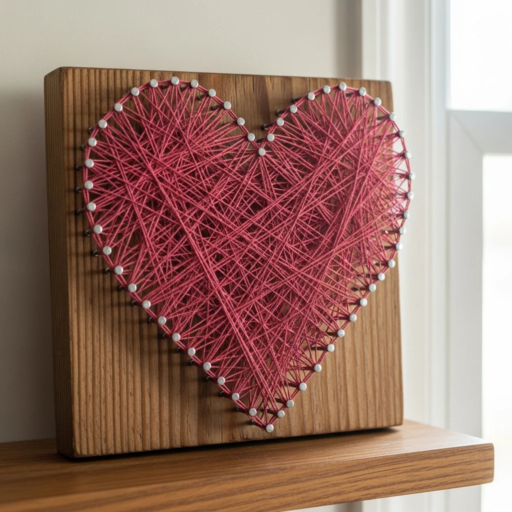 Heart String Art - 50 Beautiful DIY Valentine's Day Decorations for a Cozy Home
