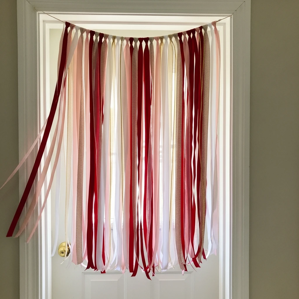 Ribbon Streamer Curtain - 50 Beautiful DIY Valentine's Day Decorations for a Cozy Home