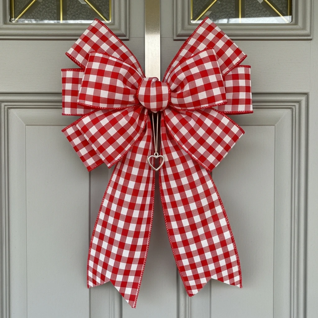 Oversized Gingham Bow Hanger - 50 Beautiful DIY Valentine's Day Decorations for a Cozy Home