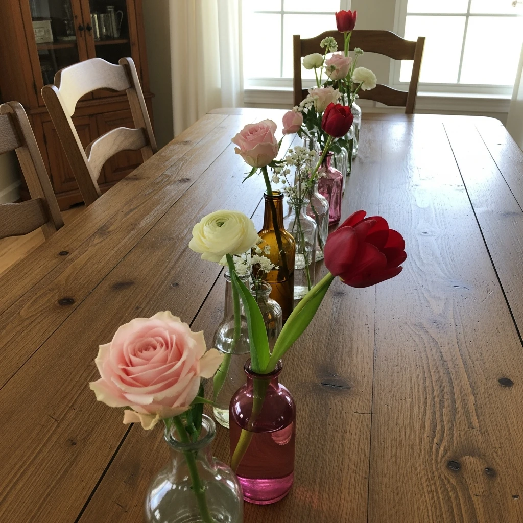 Bud Vase Lineup - 50 Beautiful DIY Valentine's Day Decorations for a Cozy Home