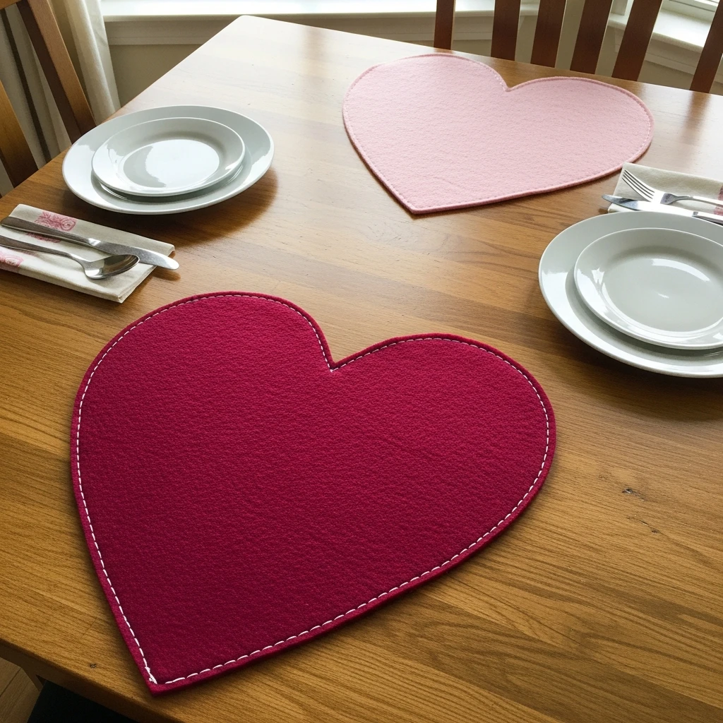Felt Heart Placemats - 50 Beautiful DIY Valentine's Day Decorations for a Cozy Home