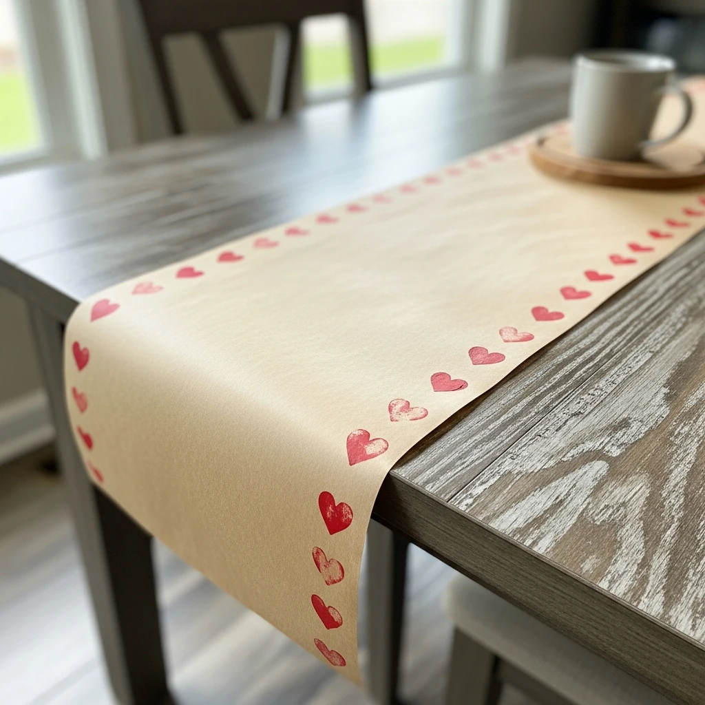 Stamped Table Runner - 50 Beautiful DIY Valentine's Day Decorations for a Cozy Home