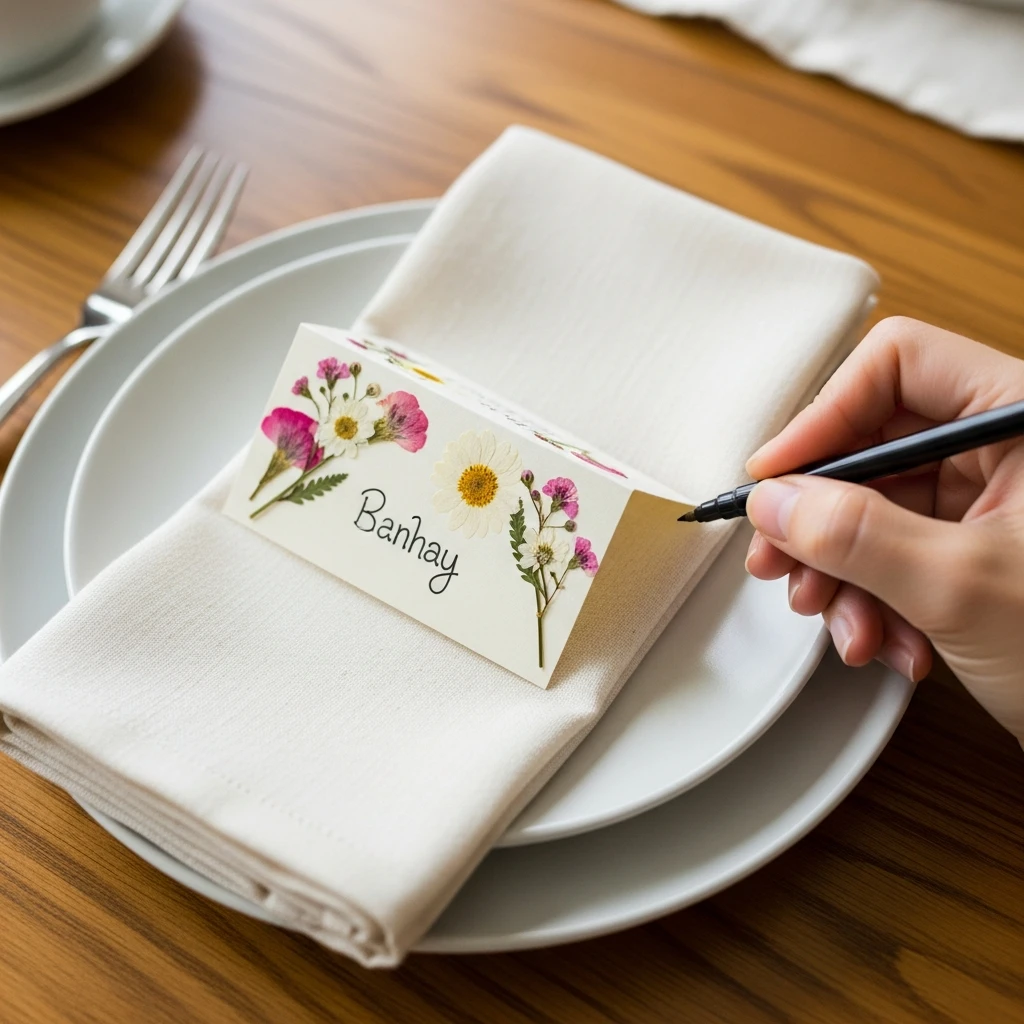 Pressed-Flower Place Cards - 50 Beautiful DIY Valentine's Day Decorations for a Cozy Home
