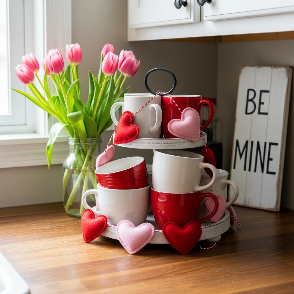 Mug Station Upgrade - 50 Beautiful DIY Valentine's Day Decorations for a Cozy Home