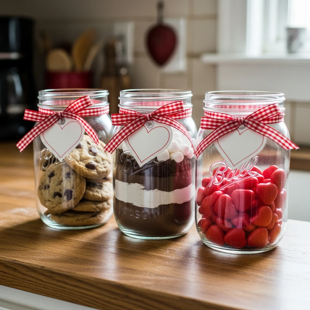 Decorated Treat Jars - 50 Beautiful DIY Valentine's Day Decorations for a Cozy Home