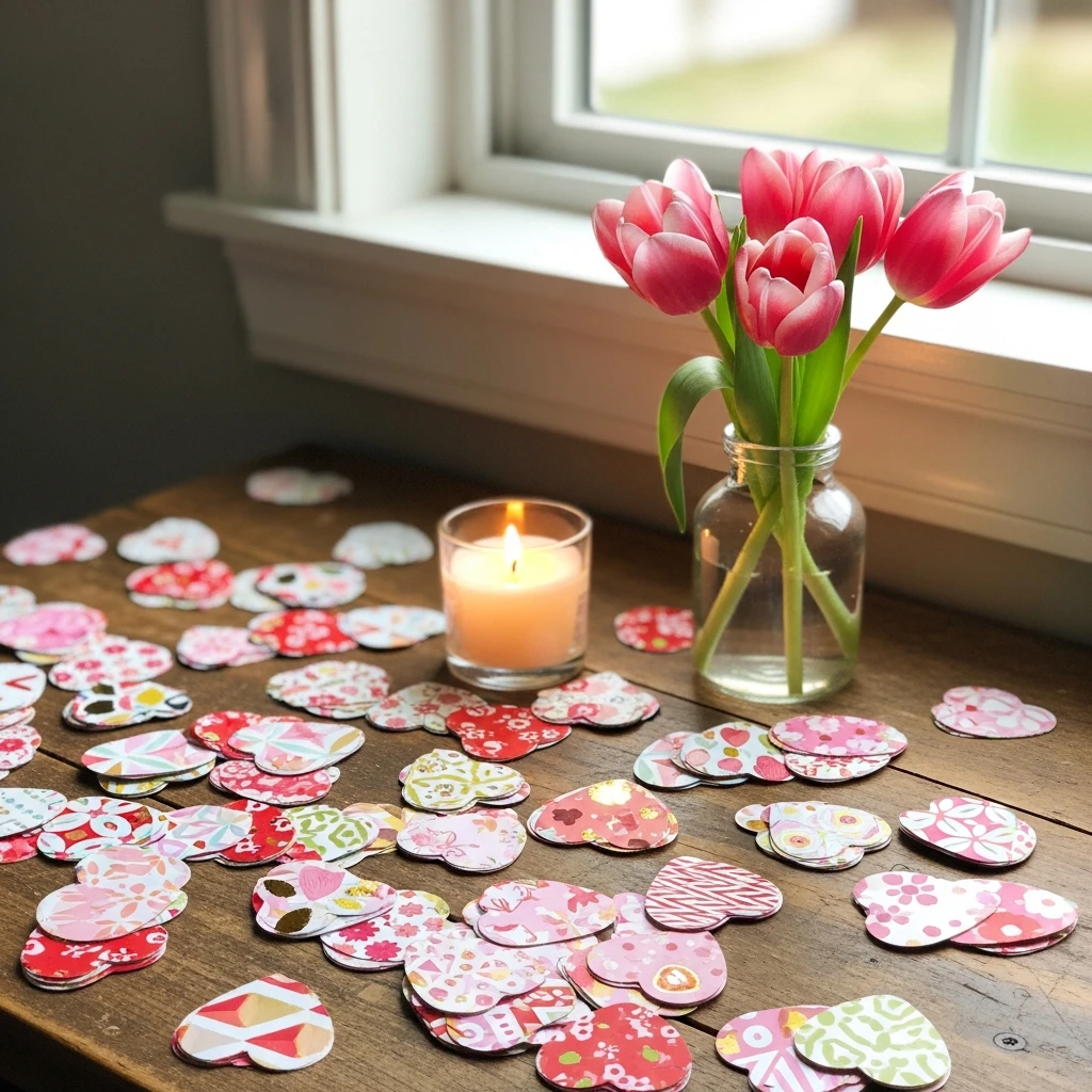 Heart Confetti Bar - 50 Beautiful DIY Valentine's Day Decorations for a Cozy Home