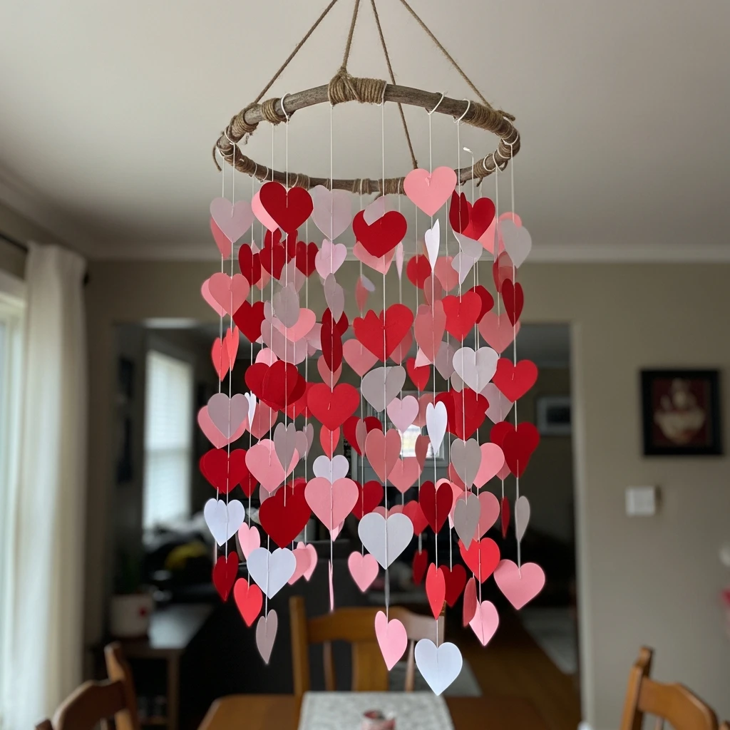 Hanging Heart Chandelier - 50 Beautiful DIY Valentine's Day Decorations for a Cozy Home