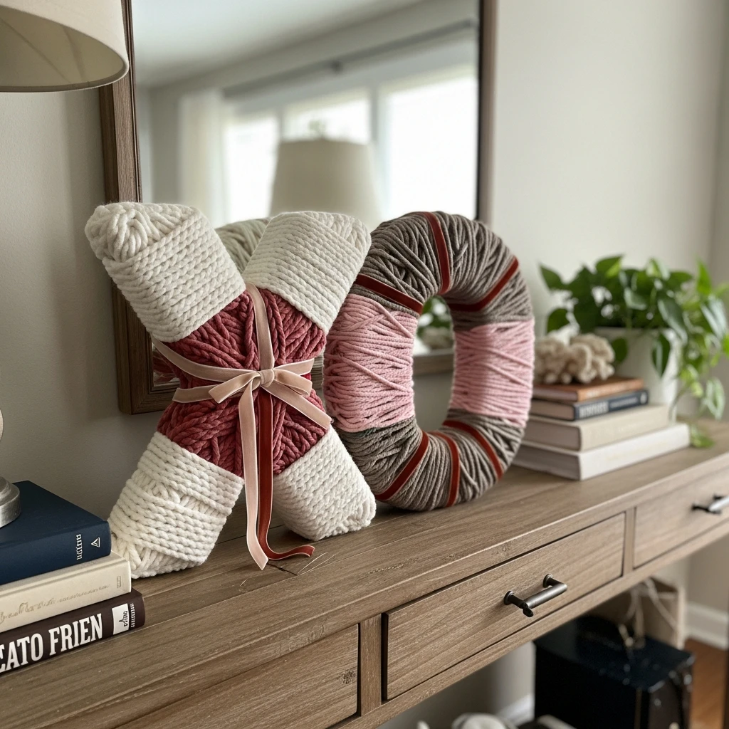 Yarn-Wrapped XO Letters - 50 Beautiful DIY Valentine's Day Decorations for a Cozy Home