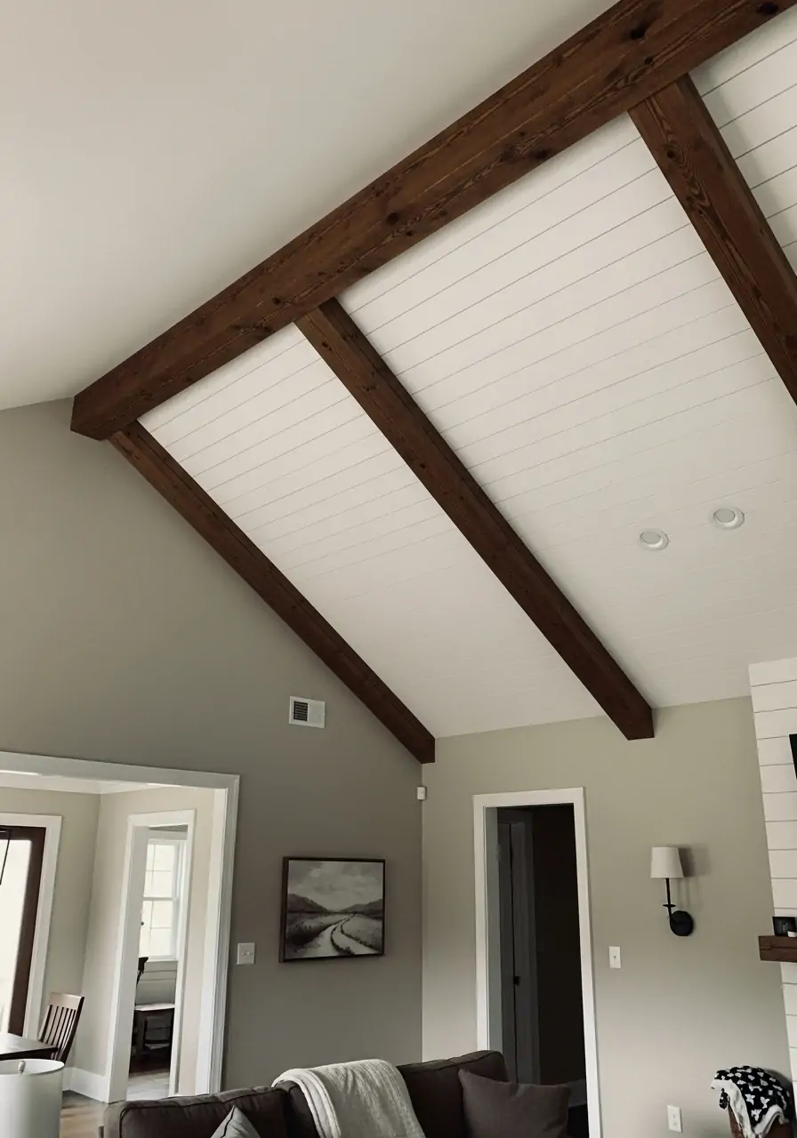 Heavy Exposed Wood Beams - 50 Half Vaulted Ceiling Living Room Ideas That Look Amazing