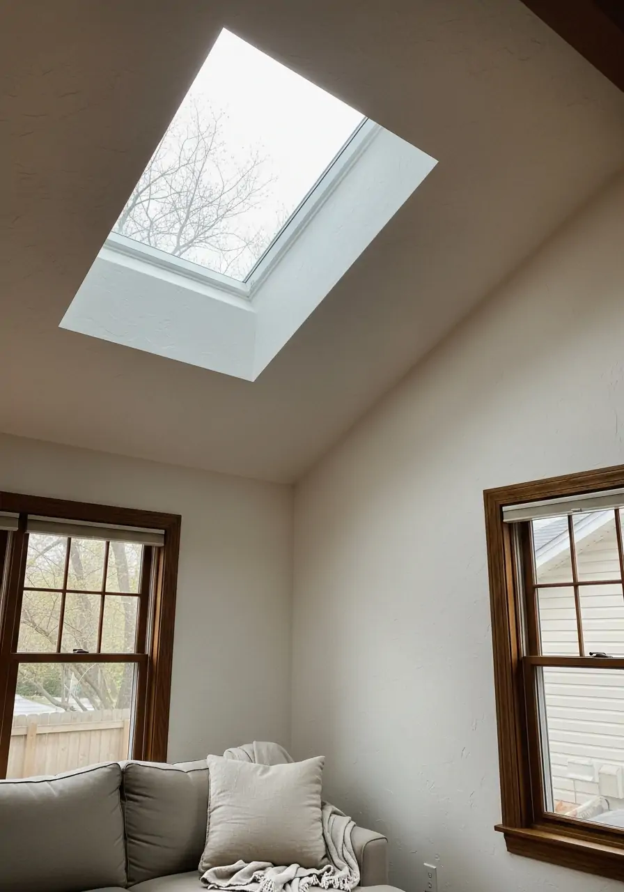 Skylight on the High Vault - 50 Half Vaulted Ceiling Living Room Ideas That Look Amazing