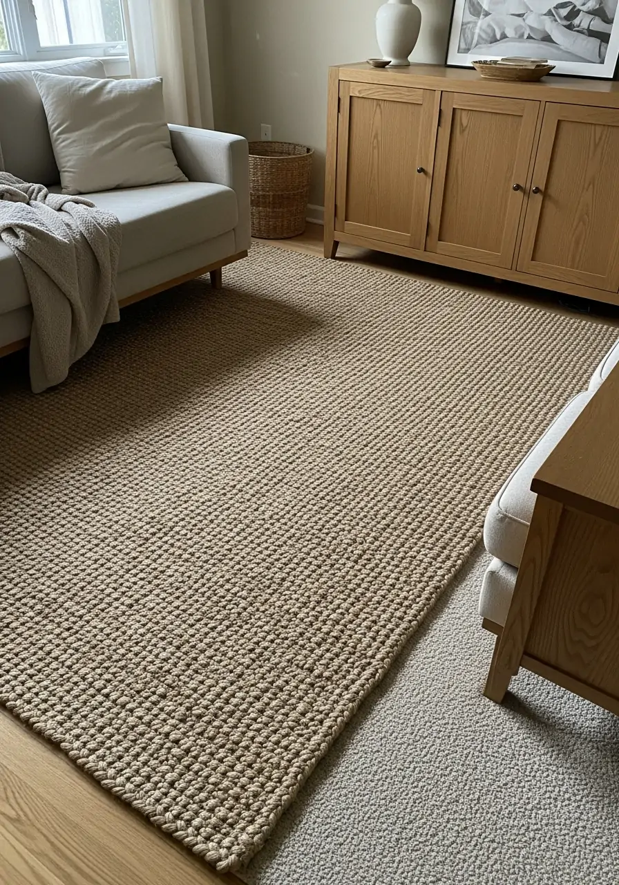 Jute or Sisal Area Rugs - 50 Half Vaulted Ceiling Living Room Ideas That Look Amazing