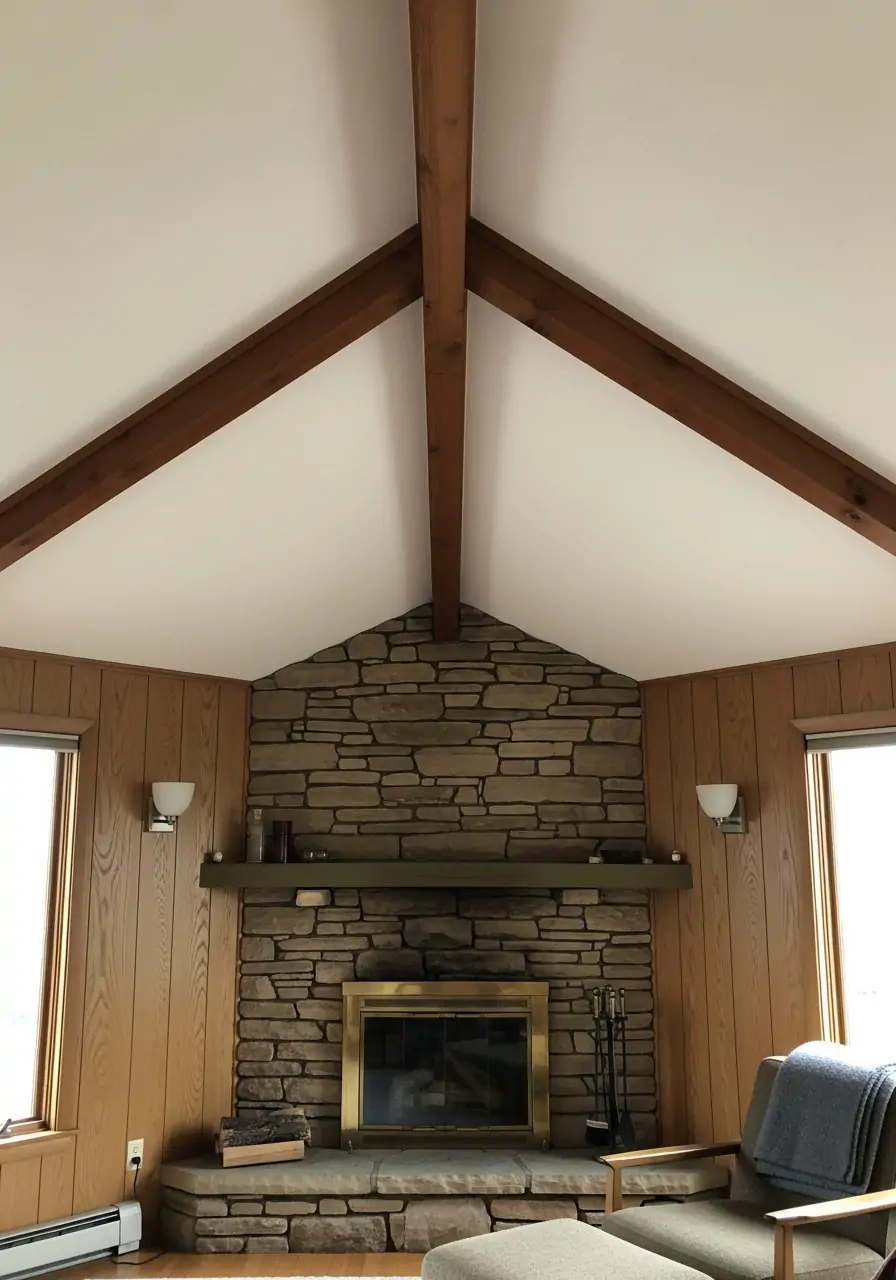 Fireplace on the Short Wall - 50 Half Vaulted Ceiling Living Room Ideas That Look Amazing