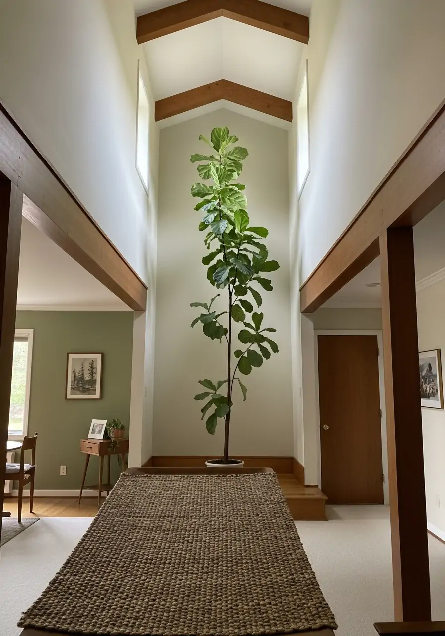 Vertical Statement Plants - 50 Half Vaulted Ceiling Living Room Ideas That Look Amazing