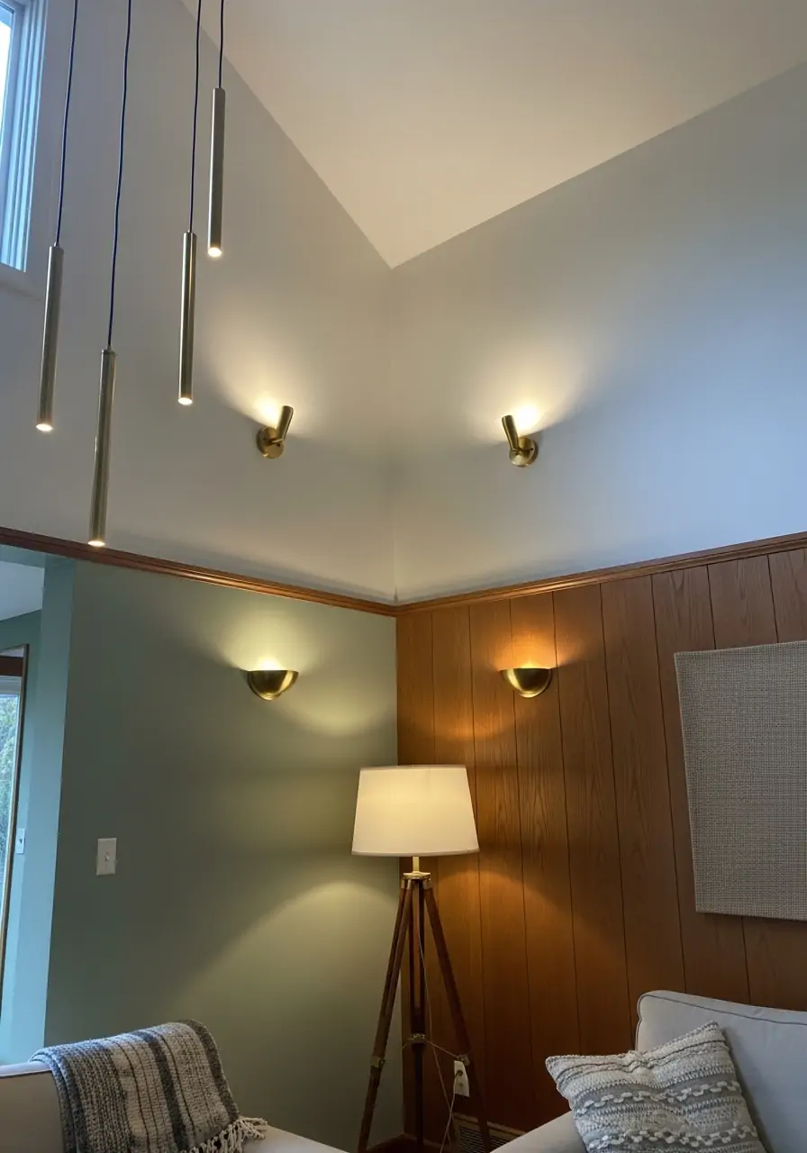 Mixed Height Lighting - 50 Half Vaulted Ceiling Living Room Ideas That Look Amazing