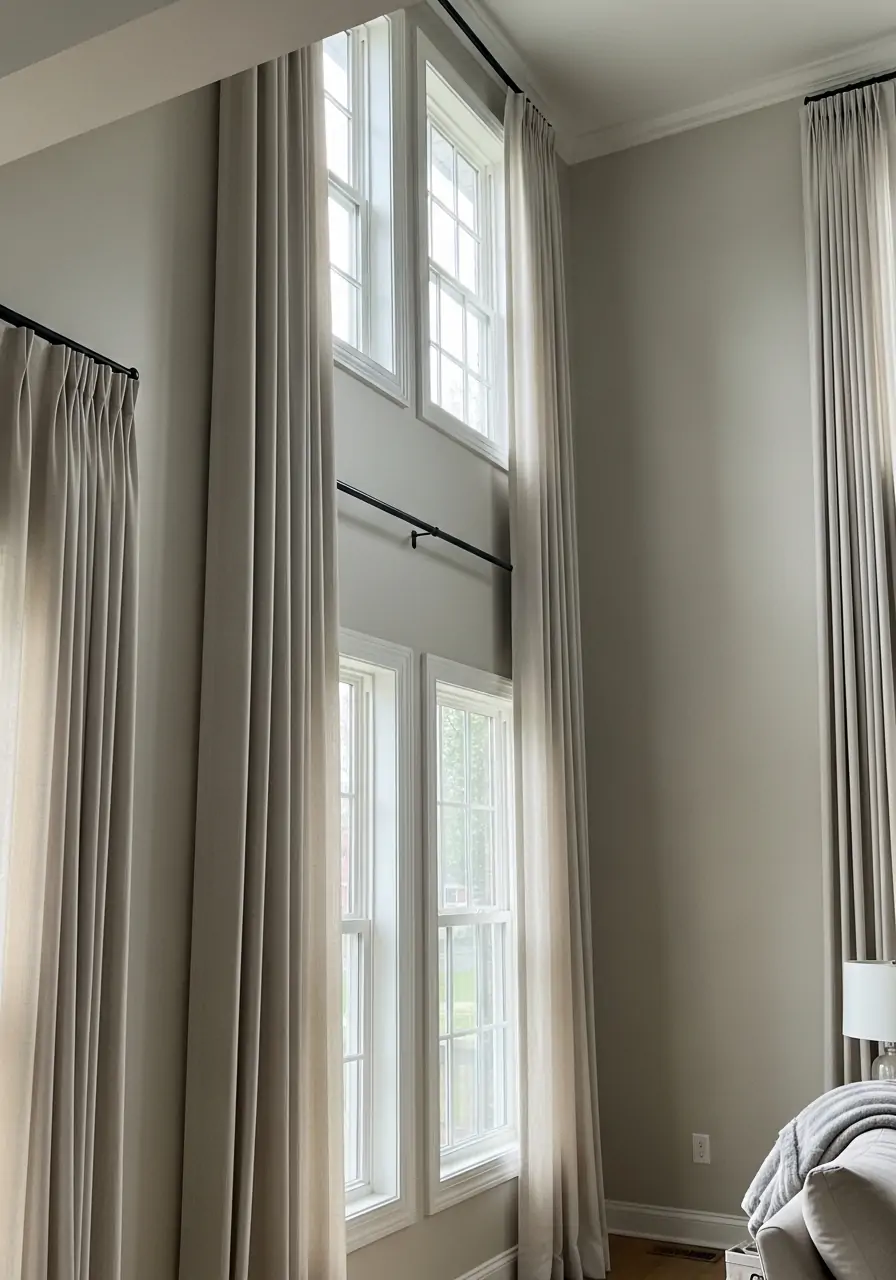 High Hanging Window Treatments - 50 Half Vaulted Ceiling Living Room Ideas That Look Amazing