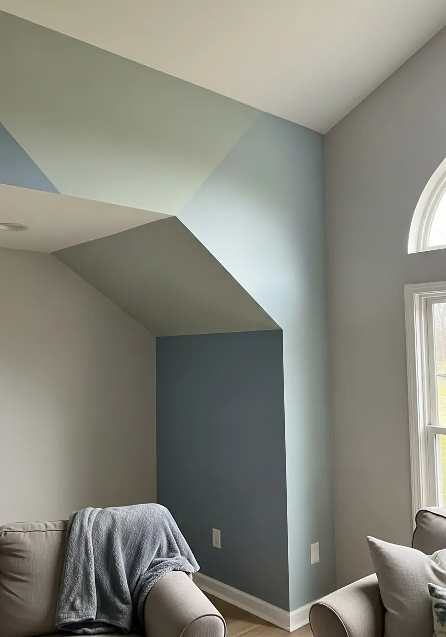 Muted Pastel Wall Accents - 50 Half Vaulted Ceiling Living Room Ideas That Look Amazing