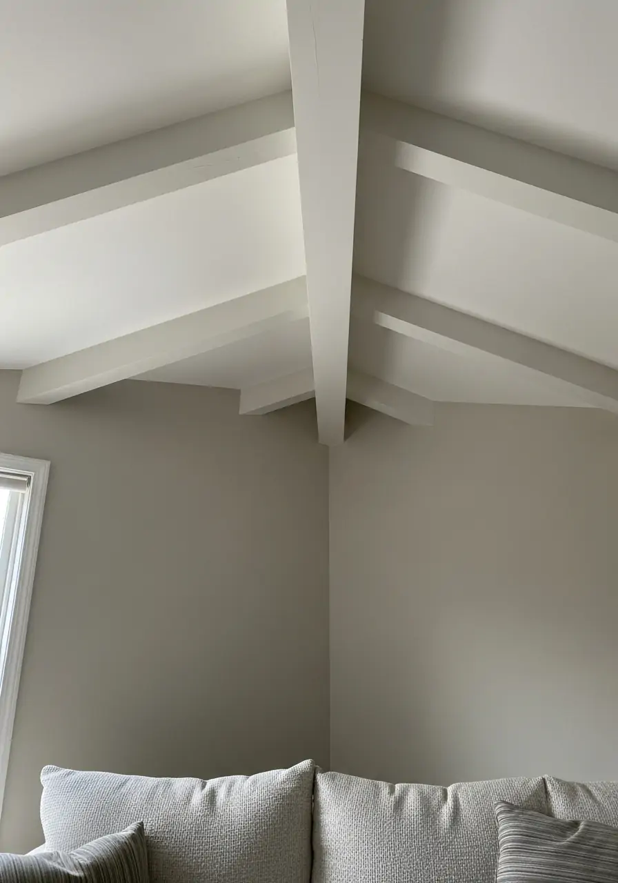 Subtle Painted Wood Beams - 50 Half Vaulted Ceiling Living Room Ideas That Look Amazing