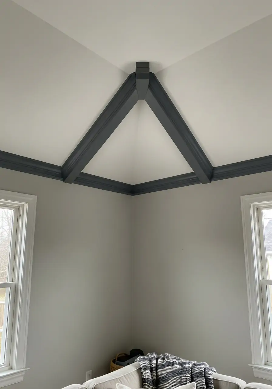 Dark Trim Highlighting the Vault - 50 Half Vaulted Ceiling Living Room Ideas That Look Amazing