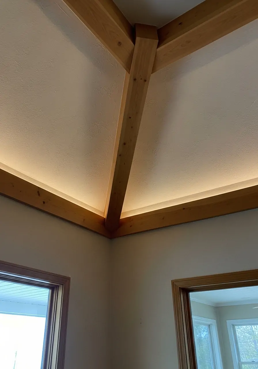 Spotlights on the Ceiling Angle - 50 Half Vaulted Ceiling Living Room Ideas That Look Amazing