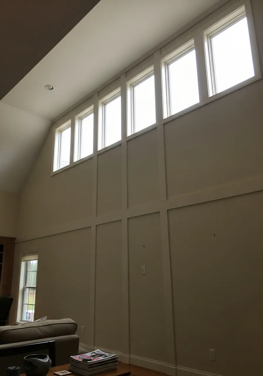 High Clerestory Windows - 50 Half Vaulted Ceiling Living Room Ideas That Look Amazing