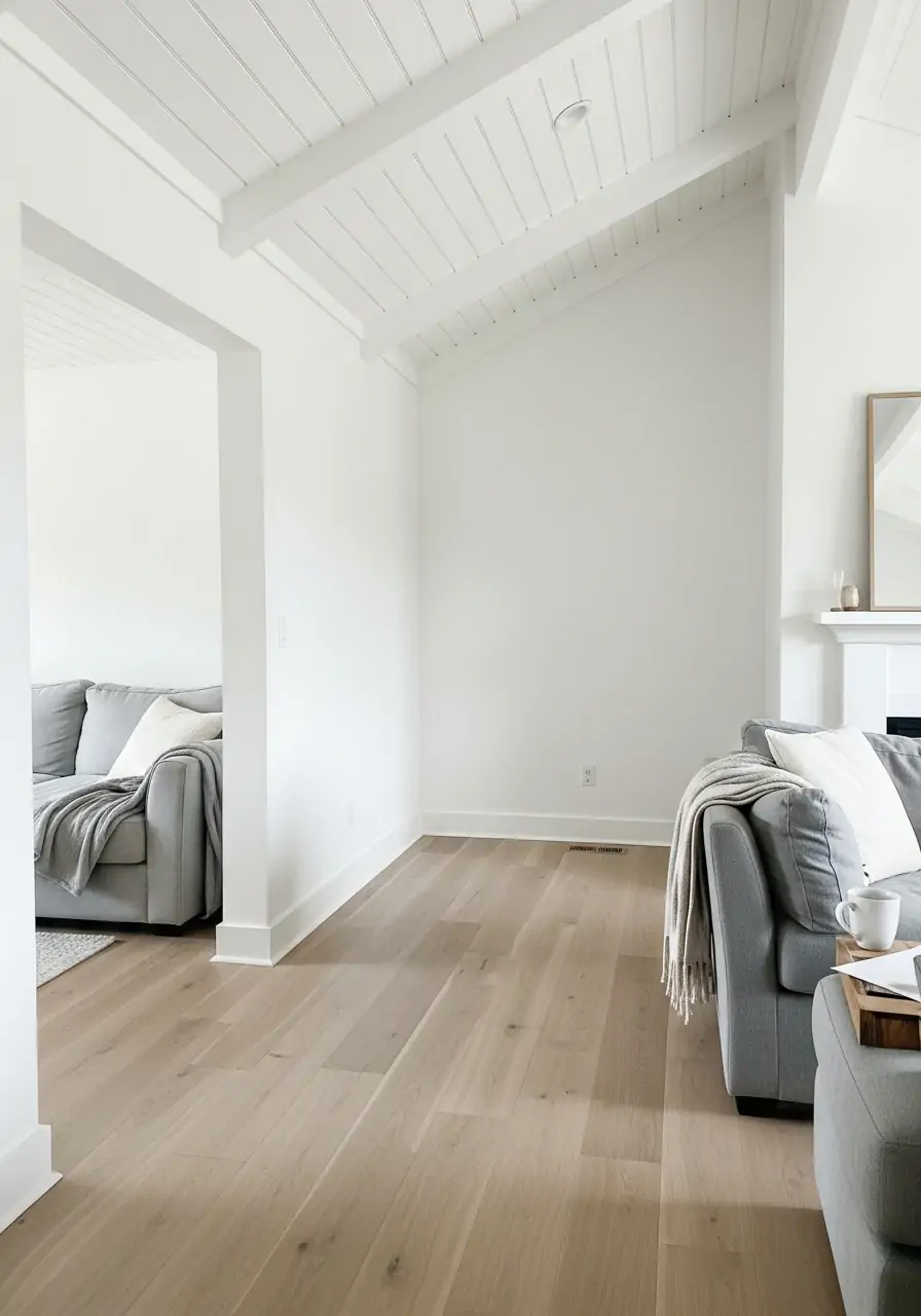 Nordic White and Wood Look - 50 Half Vaulted Ceiling Living Room Ideas That Look Amazing