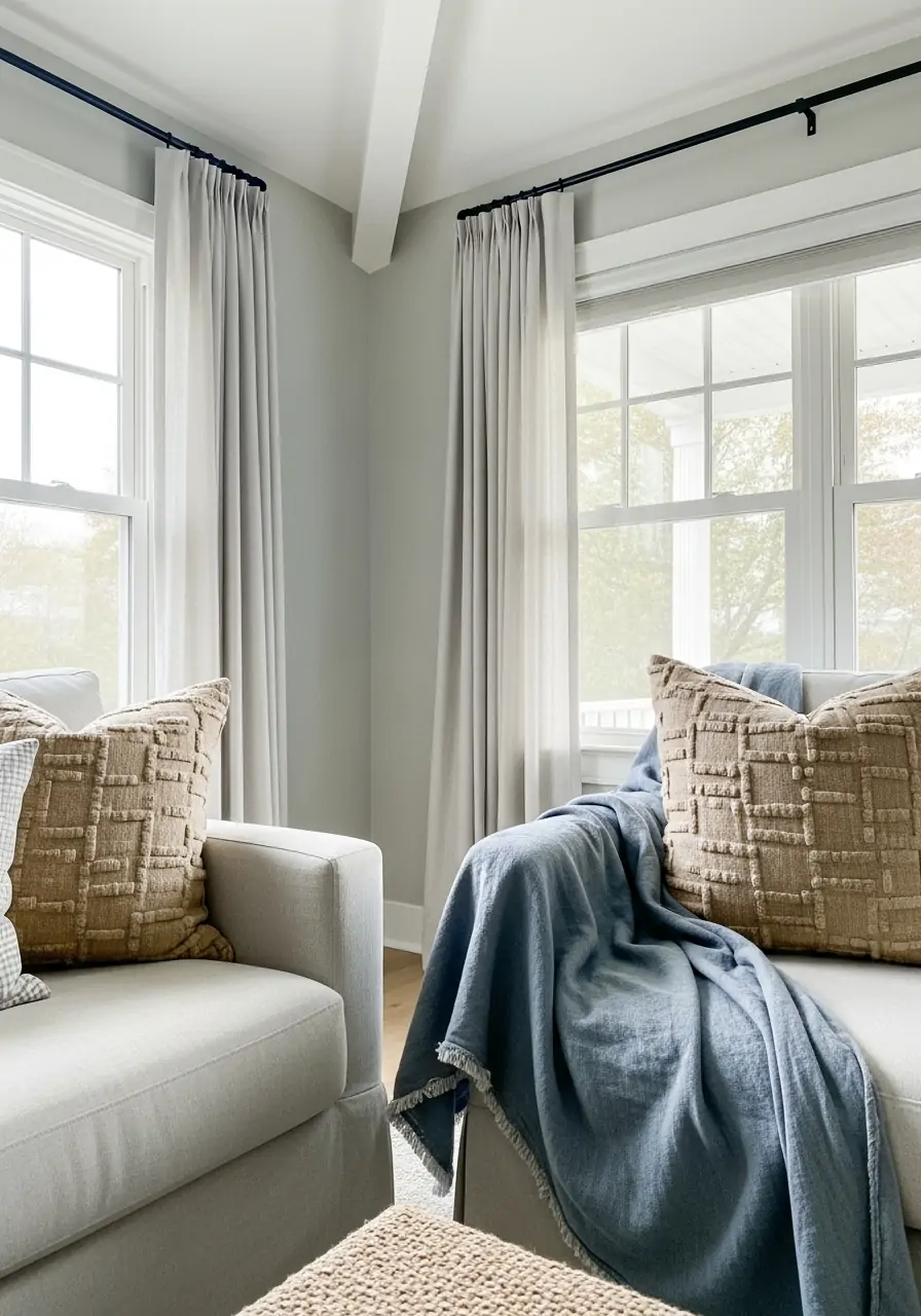 Soft Coastal Blue Tones - 50 Half Vaulted Ceiling Living Room Ideas That Look Amazing