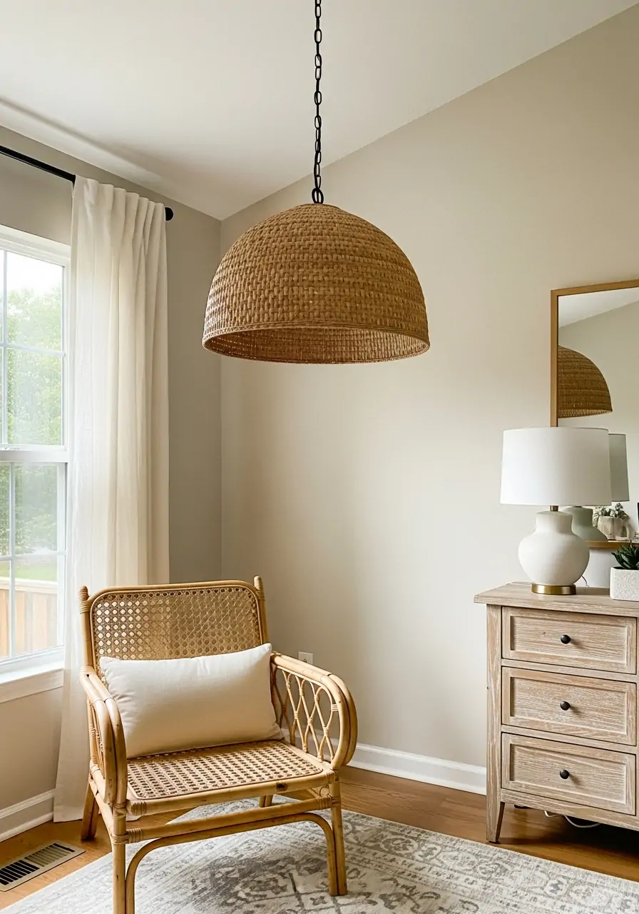 Natural Rattan Seating - 50 Half Vaulted Ceiling Living Room Ideas That Look Amazing