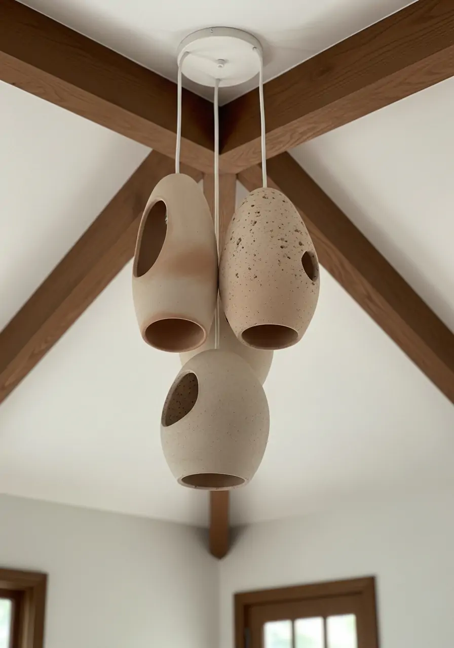 Organic Clay Light Fixtures - 50 Half Vaulted Ceiling Living Room Ideas That Look Amazing