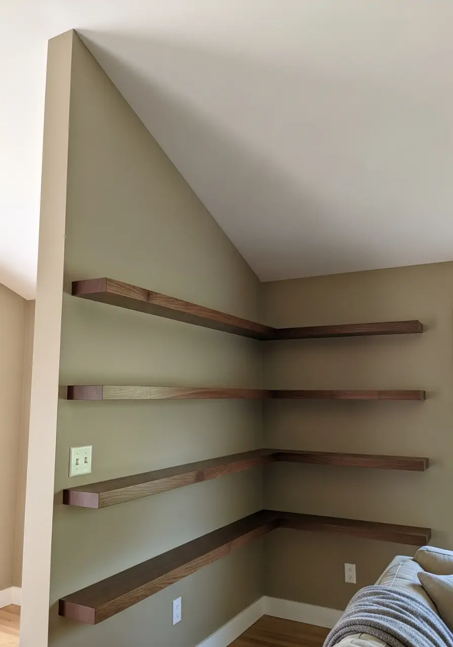 Shelves Following the Angle - 50 Half Vaulted Ceiling Living Room Ideas That Look Amazing