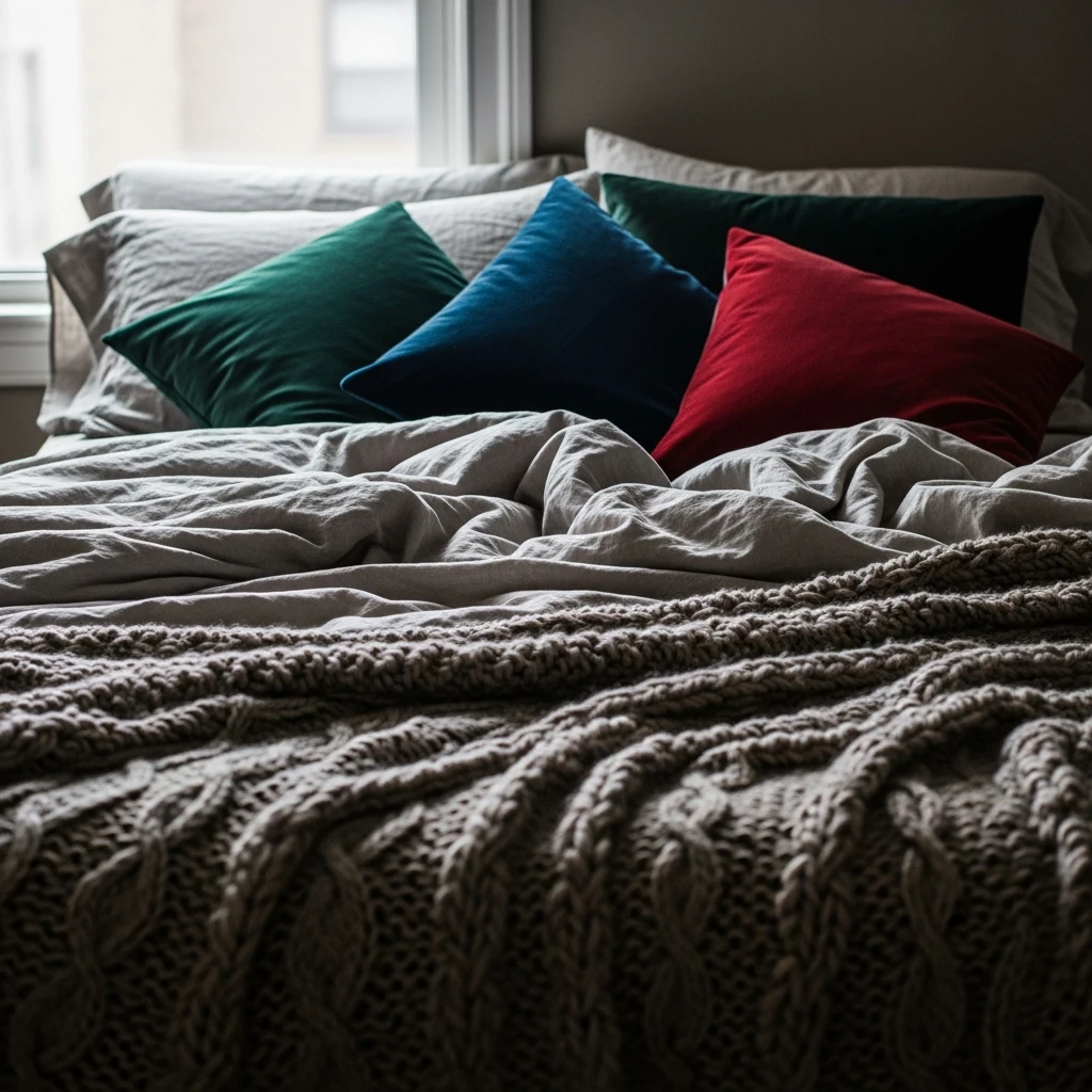 Layer Textures for Coziness - 50 Cozy Moody Romantic Bedroom Ideas