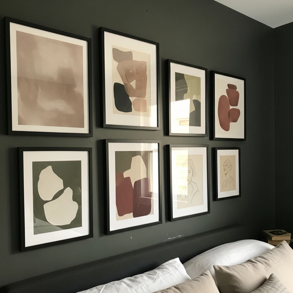 Simple Moody Gallery Wall - 50 Cozy Moody Romantic Bedroom Ideas