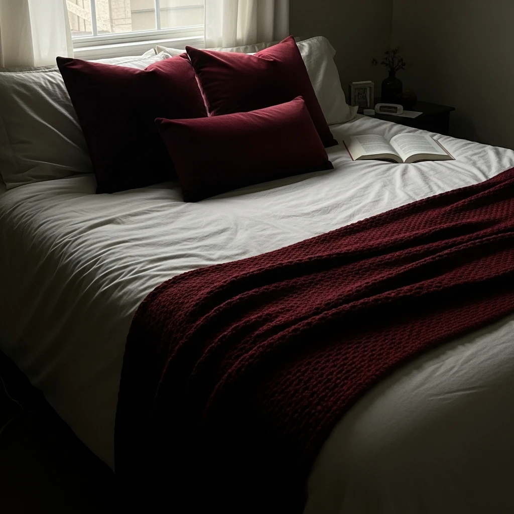 Wine Tones for Cozy Bedding - 50 Cozy Moody Romantic Bedroom Ideas
