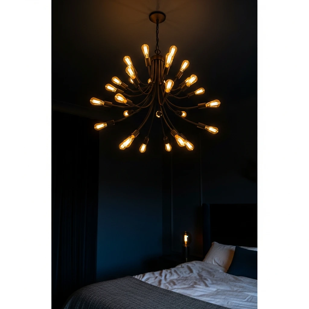 Dramatic Chandelier Light - 50 Cozy Moody Romantic Bedroom Ideas