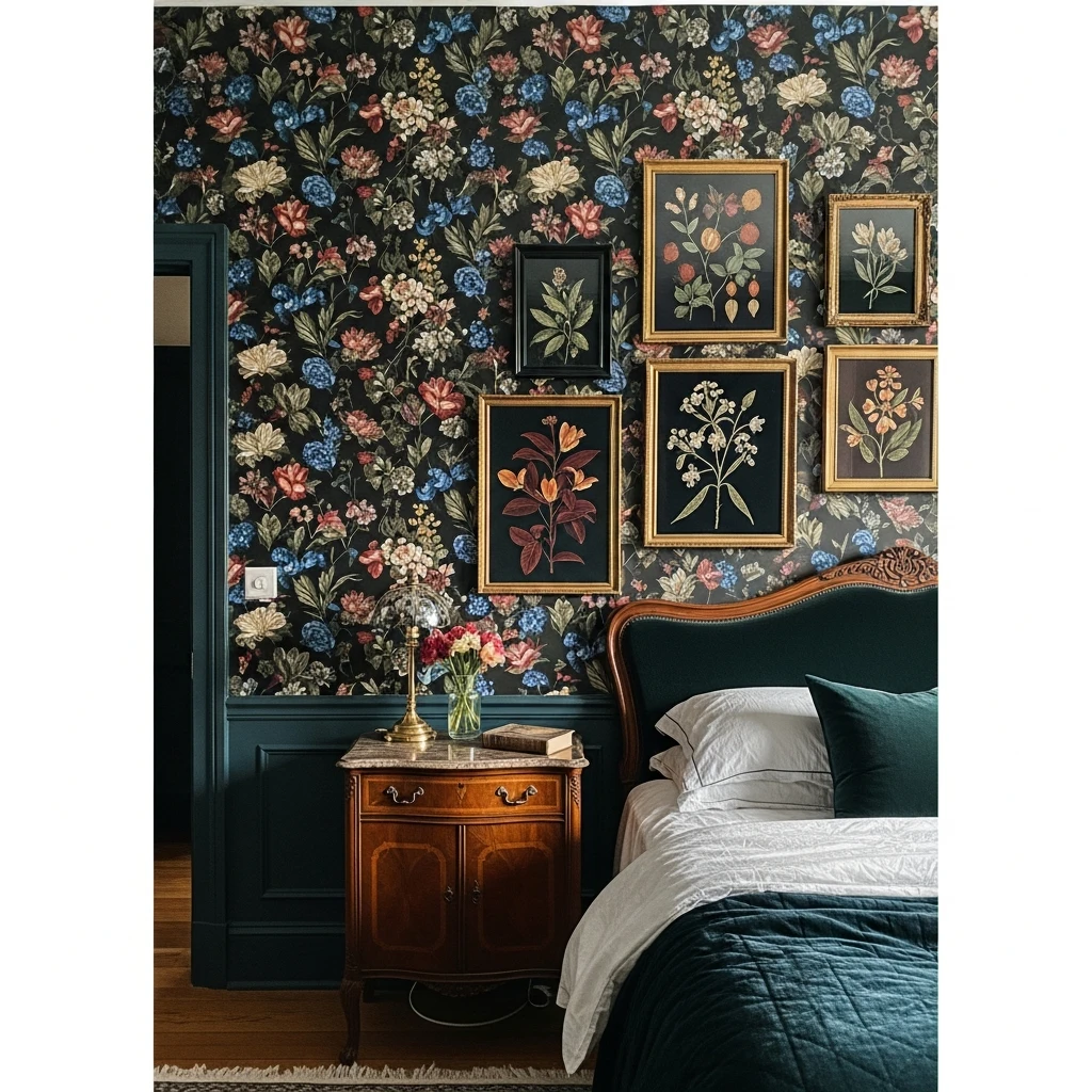 Botanical Prints Add Nature - 50 Cozy Moody Romantic Bedroom Ideas