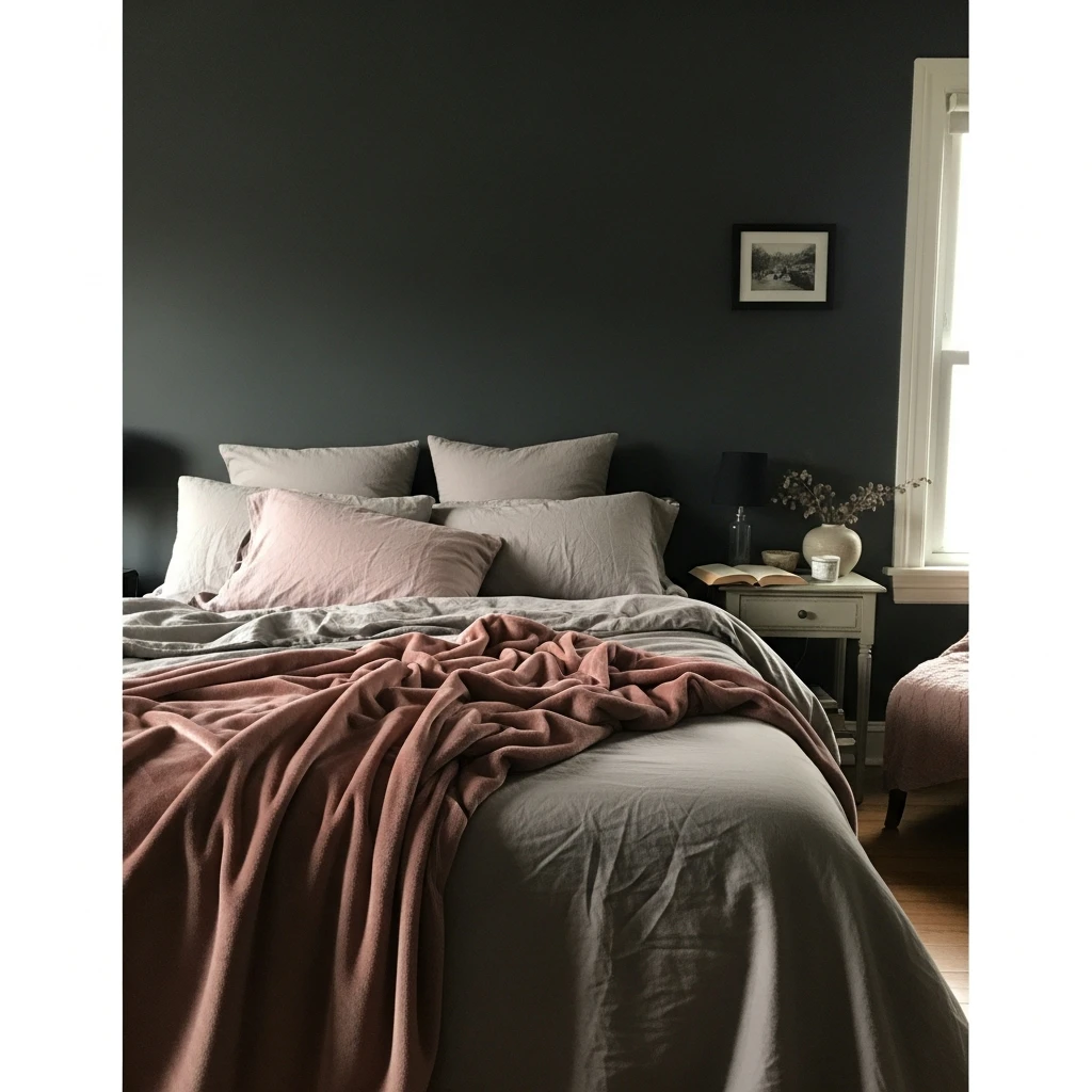 Dusty Rose Accents - 50 Cozy Moody Romantic Bedroom Ideas