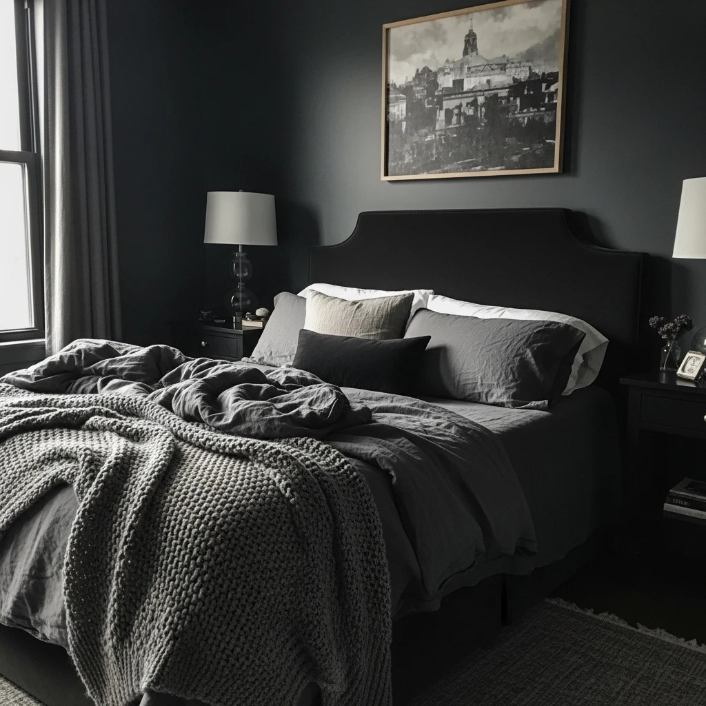 Cohesive Monochrome Palette - 50 Cozy Moody Romantic Bedroom Ideas