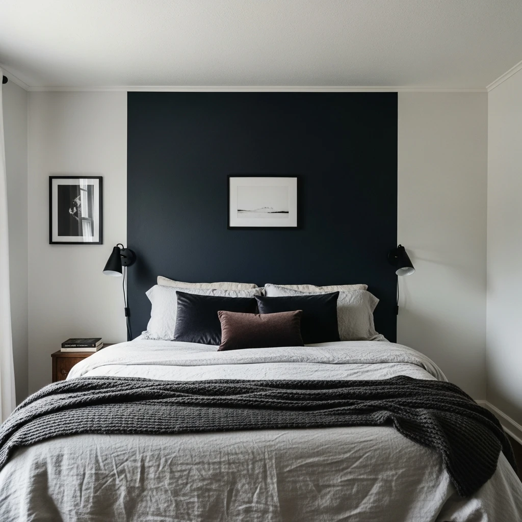 One Dark Accent Wall - 50 Cozy Moody Romantic Bedroom Ideas
